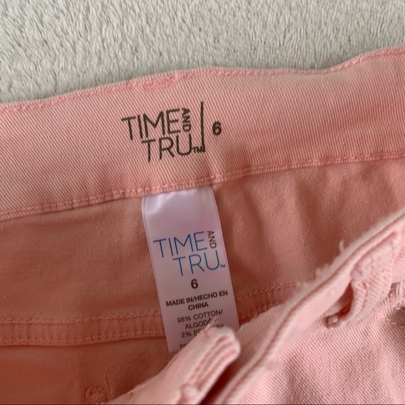 Time & Tru Pink Distressed Bermuda Shorts - Picture 3 of 5